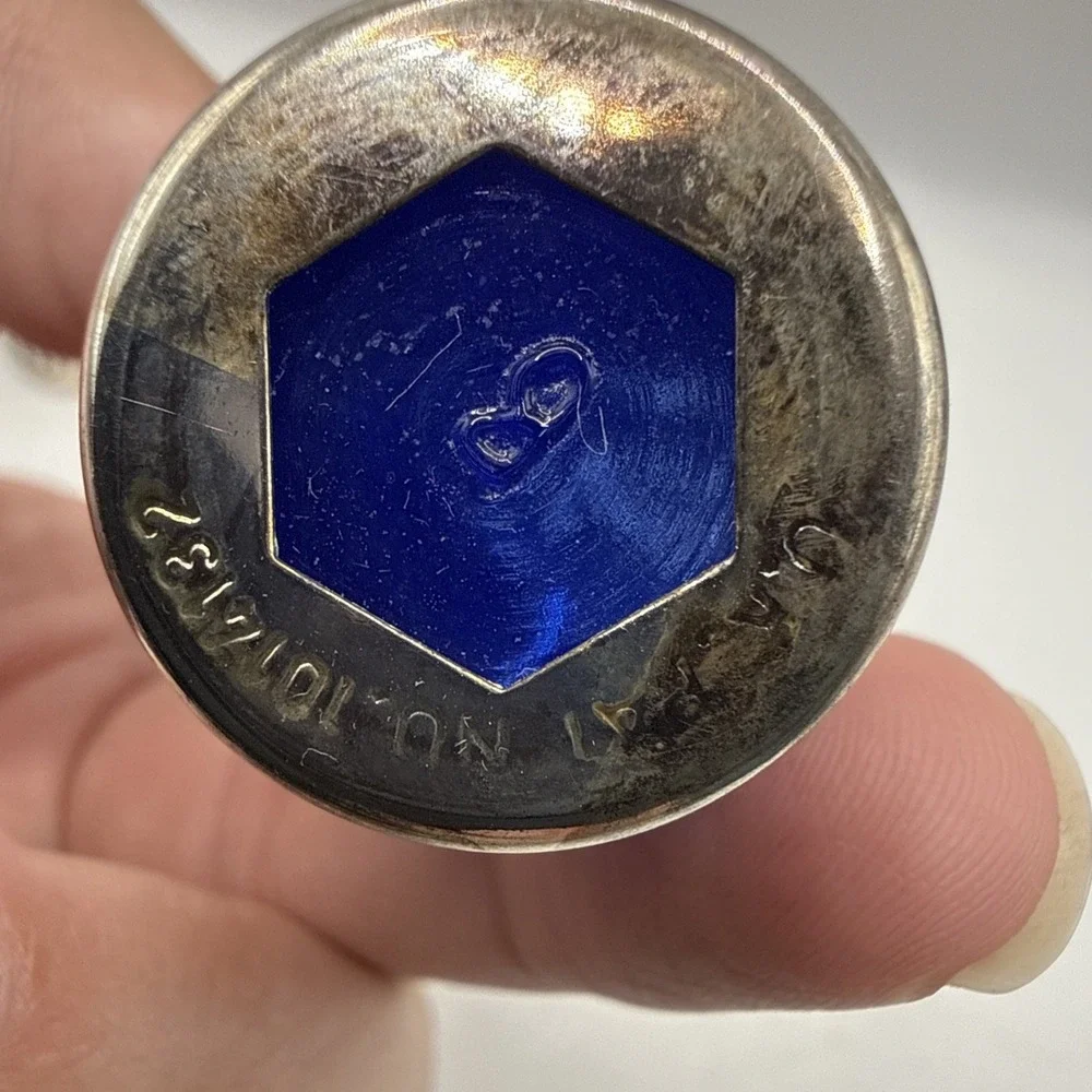 Vintage Cobalt Blue Glass Salt & Pepper Shaker Patent 1014132 Silver 3